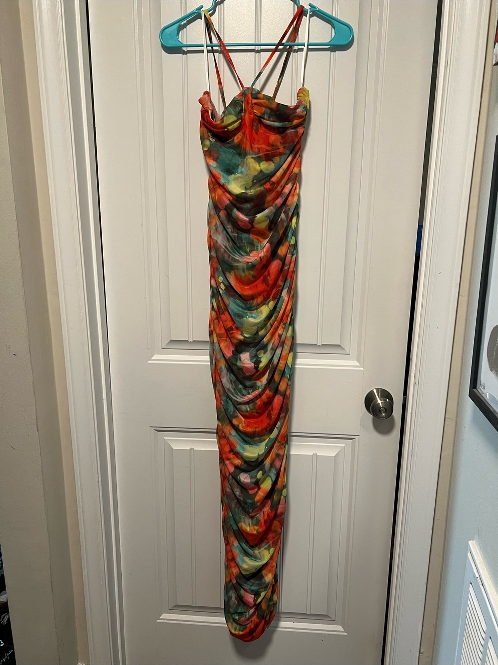 Missguided Colorful Abstract Print Strappy Maxi Dress